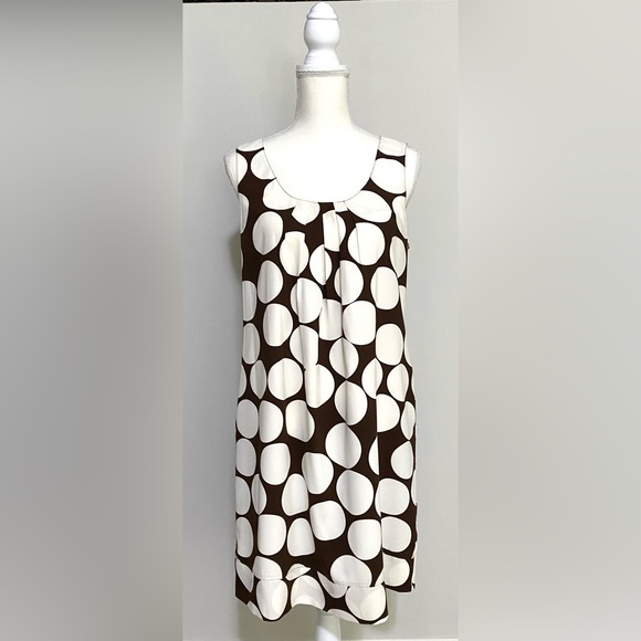Sunny Leigh Womens 10 Brown/Cream Lg Polka Dot Sleeveless Dress Preppy Classic - Picture 1 of 13
